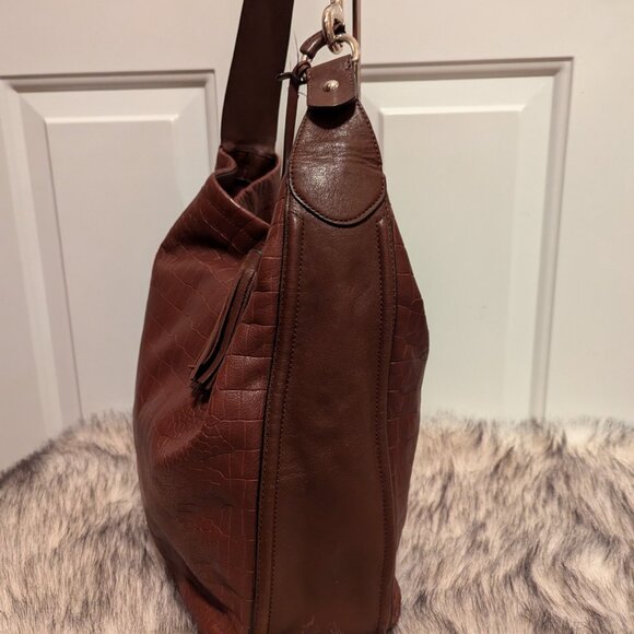 Coach F26122 Avery Brown Croc Hobo Croc Embossed Brown Leather - Picture 5 of 9